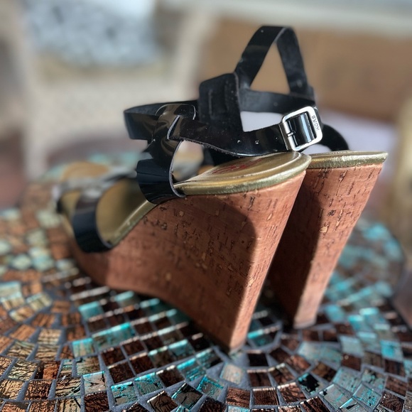 Michael Kors  Black patten wedge sandals - Picture 6 of 11